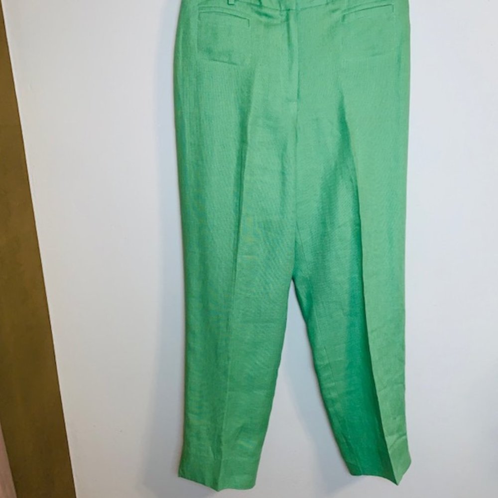 Talbots New Green Linen Pants Size 8P Petite - Picture 3 of 4